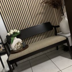 Entryway Brown Walnut Bench 