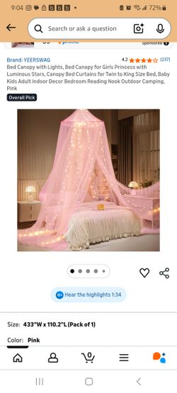 Pink Bed Canopy Brand New