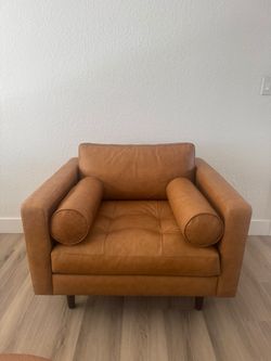 Authentic Poly & Bark Leather Armchair – Like New!