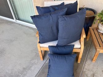 Sunbrella Navy Blue Throw Pillows Set of 6 4 17”x17”, 2 14”x14”