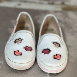 Keds Kate Spade Kids Slip On Shoes Triple Decker Leather Lips Kiss Size 6.5  