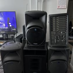 Dj Speaker 2 Mackie 15 Inch Passive With Mixer 1-15inch Powerwed 1 Subwoofer 15inch Use Works Perfect Firm Price 