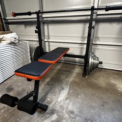 Adjustable Weight bench and Barbell plates