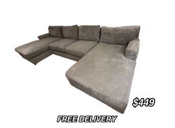 GRAY GREAT CONDITION DOUBLE CHAISE SECTIONAL SOFA COUCH SALA FREE DELIVERY