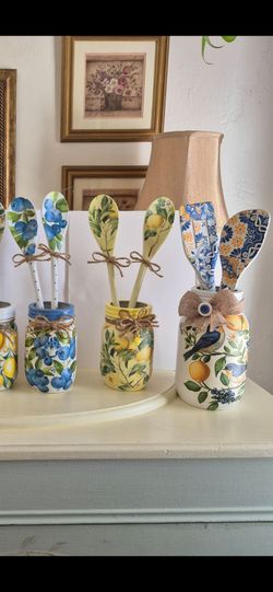 Decoupage Mason Jar and Utensil Sets