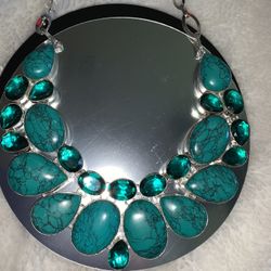 NEW Sterling, Turquoise & Blue Topaz Necklace. 