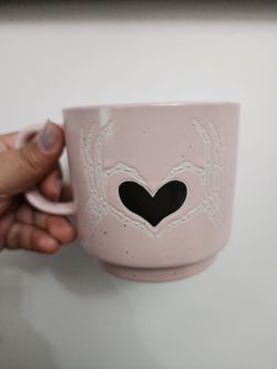 Cobwebs & Cauldrons Pink Skeleton Heart Mug