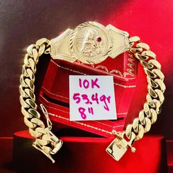 10K Solid Gold Santa Bárbara Bracelet 53.4Gr 8 Inches Long 