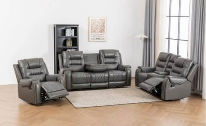 Sofa set 3pcs recliner manual
