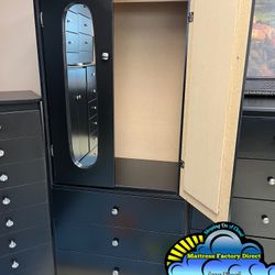 Tall Closet Wardrobe Black With Mirror New Ropero 