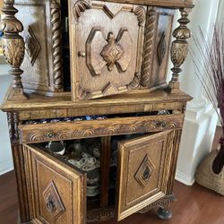 Antique Vintage Carved Solid Wood Dining Set