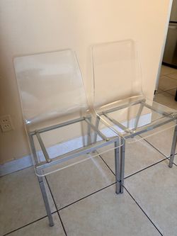 2 West Elm Style Clear Acrylic Side Chair Set of Two Acrylic Chrome Steel SALE
