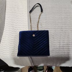 Dark Blue Velvet Purse