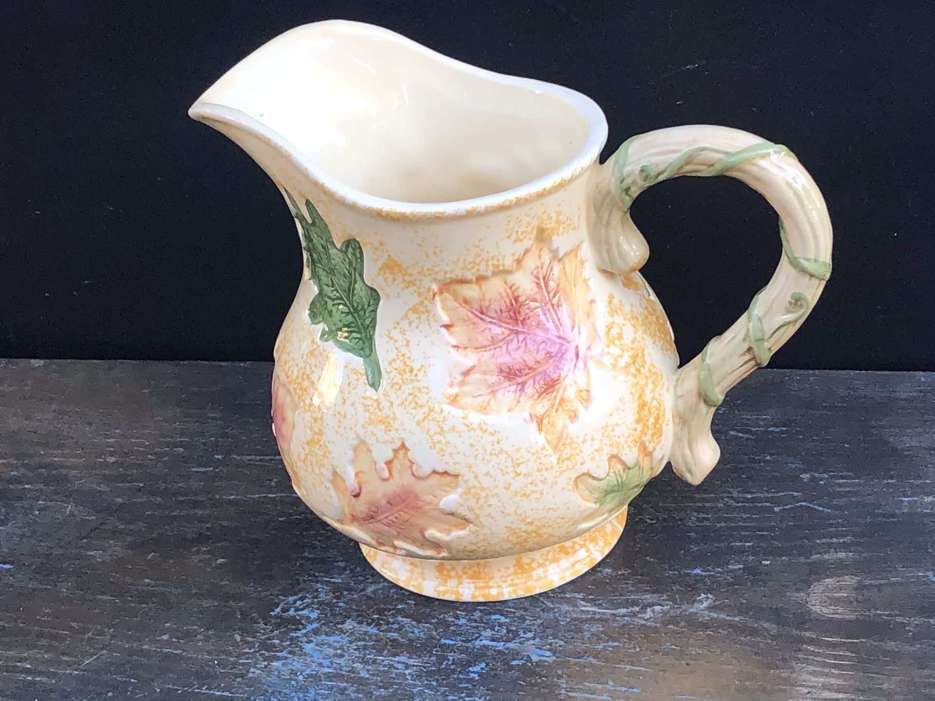 WCL Autumn Fall Leaves Pitcher Sponge Painted Pitcher Colorful Pitcher Ceramic Pitcher