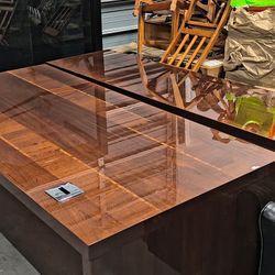 Wood Desk, Matching Console And File Cabinet