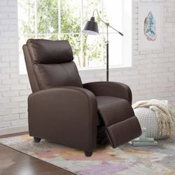 New Recliner Chair Padded Seat Pu Leather for Living Room Single Sofa Recliner Modern Recliner Seat Club Chair Home Theater Seating(Auburn Brown)  New