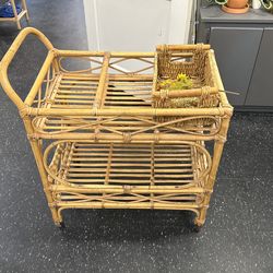 BOHO Rattan Cart Furniture On Wheels