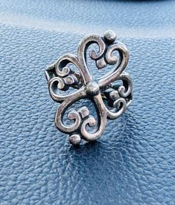Retired James Avery 925 Sterling Silver Adorned Hearts Ring Size 6.5