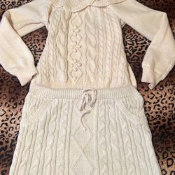 cream off the shoulder sweater + skirt 2pc bundle set 