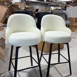 ❤️‍🔥 Height Bar Stools Set of 2 with Back, 26''H Upholstered Swivel Barstools with Metal Leg, Modern Counter Stools for Kitchen Island, Home Bar, Pub