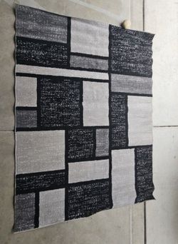 Gray and Black Geometric Area Rug