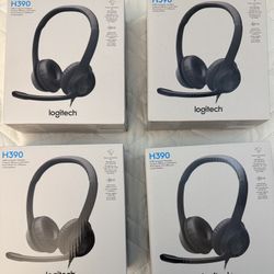 4  Quantity Logitech H390 ClearChat Comfort USB Headset. Auricular USB H390 ClearChat Comfort de Logitech Set.