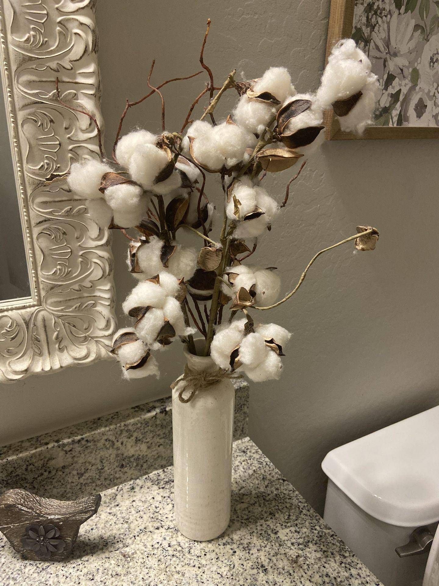 Farmhouse cotton ceramic flower arrangement