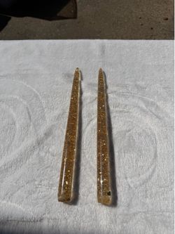 Vintage Gold Glitter Lucite Taper Candle Holders – Pair