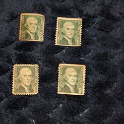 4 Vintage Rare green Thomas Jefferson Stamps.  All 4 Of Them For 800.00 OBO. 