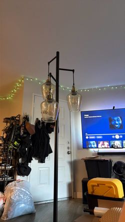 3-Light Industrial Floor Lamp with Glass Shades