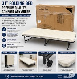 31-Inch Folding Bed with Foam Mattress