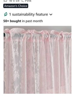 Pink Floral Lace Rod Pocket Curtain Panel