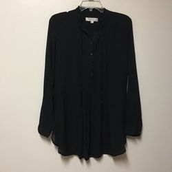 Women’s LOFT Ann Taylor Viscose/lyocell Black long sleeve button down loose fit & flowey blouse… Size medium