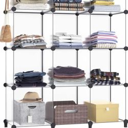 HOMIDEC Closet Organizer, 12-Cube Closet Organizers and Storage, Portable Cube Storage Organizer, Closet Shelves for Kids, Closet, Bedroom, Bathroom, 