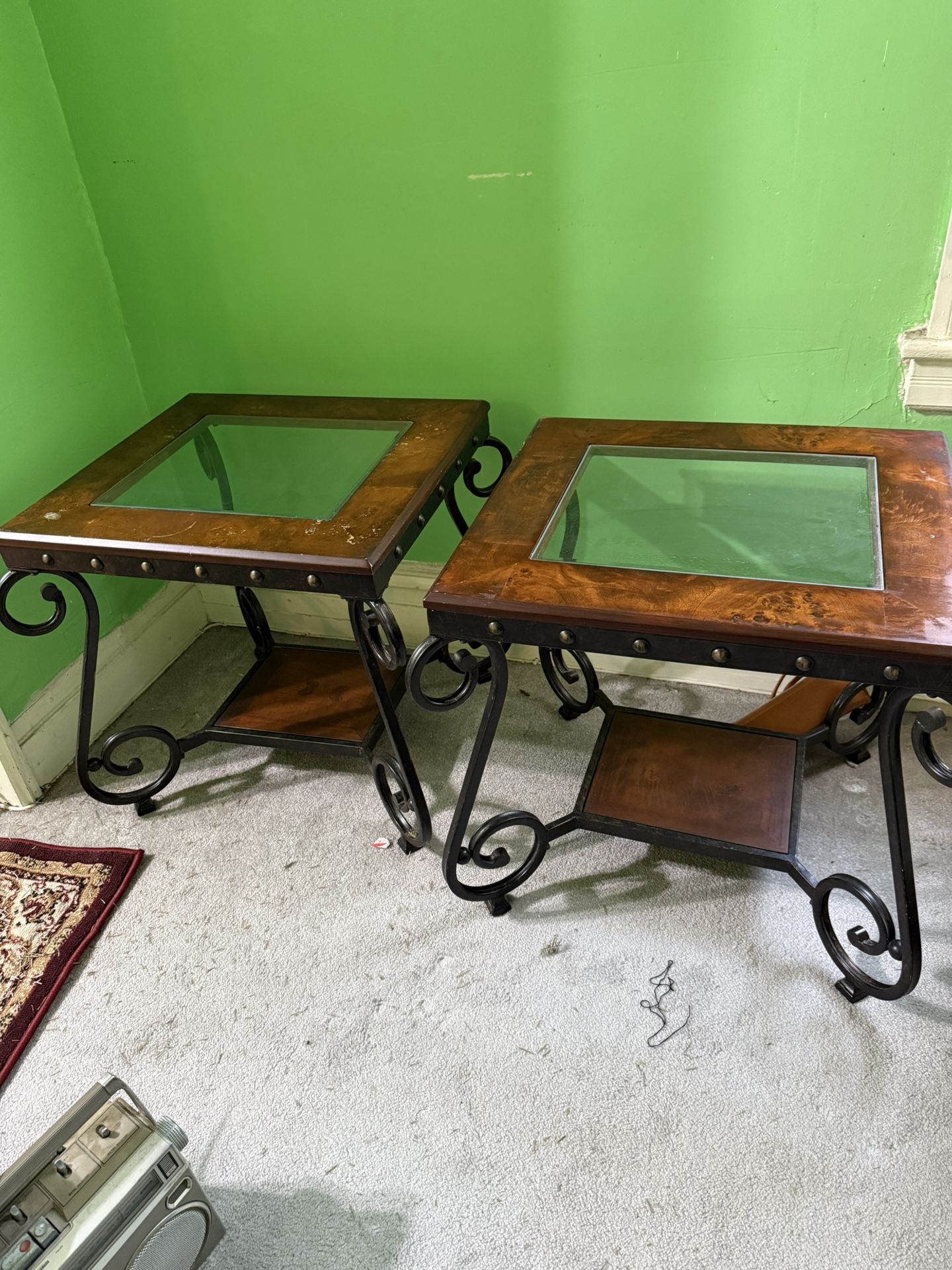 Metal N Glass End Tables AND Coffee Table Set Of3