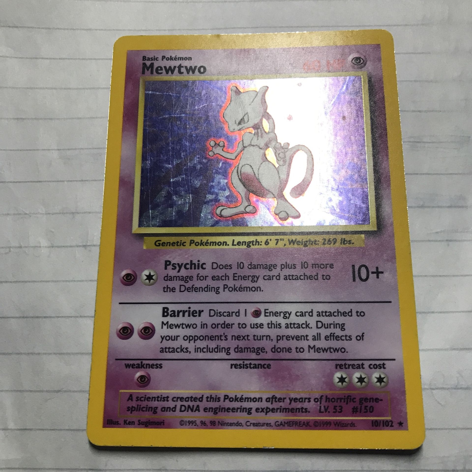 Mewtwo Holo Pokémon Card In Excellent Condition
