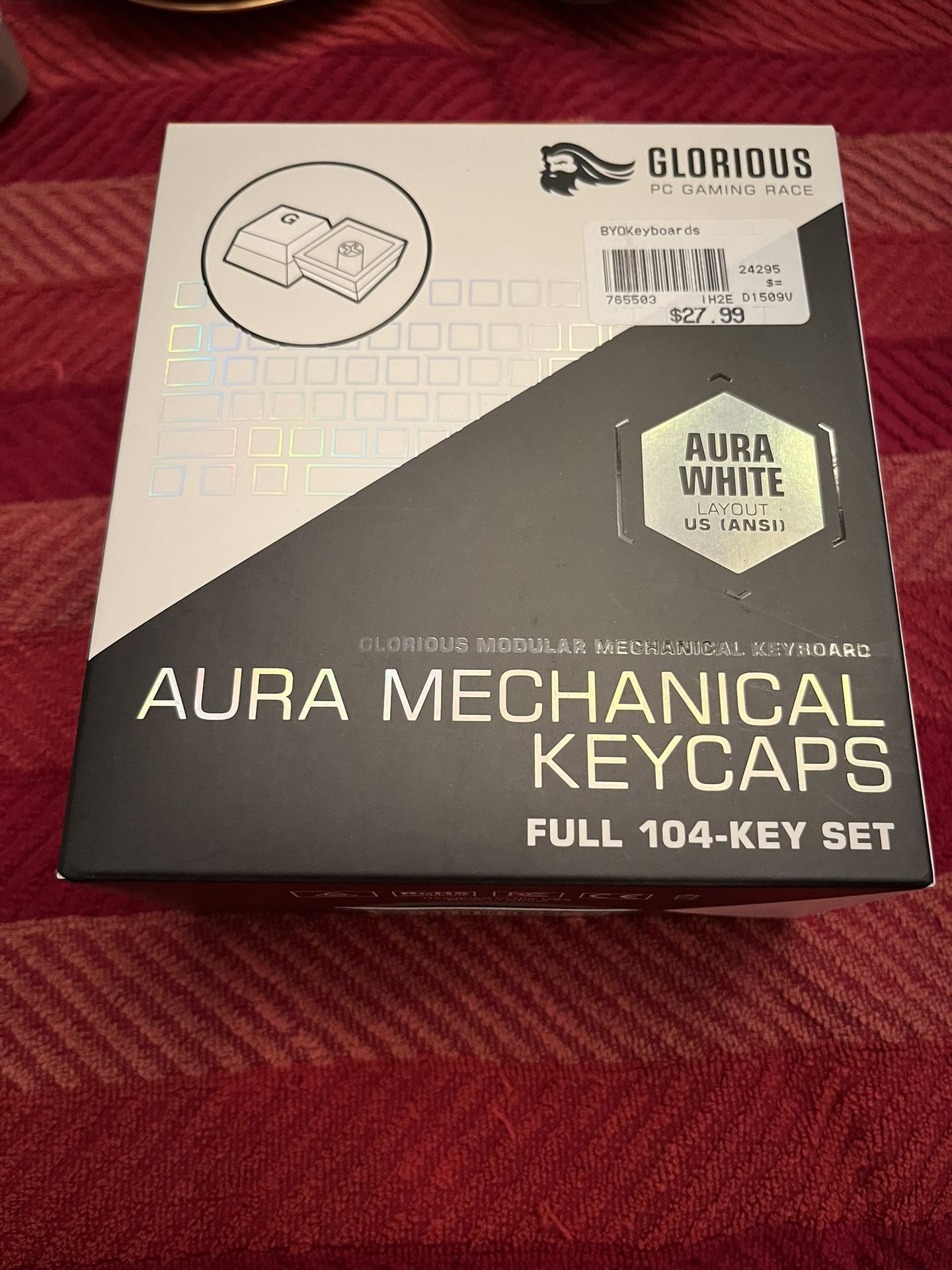 Glorious Aura Mechanical Keycaps - White PBT US(ANSI) Layout - 120 Keycaps Compatible With Most Keyboards
