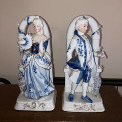 Vintage Porcelain Victorian Couple Bookends