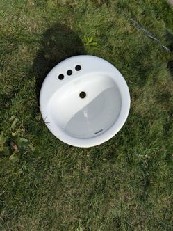 Glacier Bay White Round Drop-In Bathroom Sink