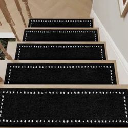tchdio Stair-Treads Non Slip Indoor, Stair Treads for Wooden Steps 15PC, Soft Carpet Stair Treads, Peel and Stick Stair Treads Reusable Adhesive for K