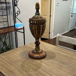 Colorful Vintage‑Style Decorative Urn / Finial Jar on Pedestal Base