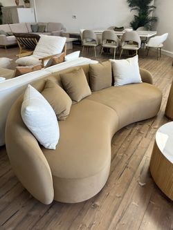 New Curved Sofa. Brown / White. 95x40x29H. Pine Wood. Free Delivery!