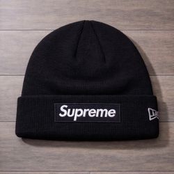 Supreme New Era World Famous Logo Black Beanie