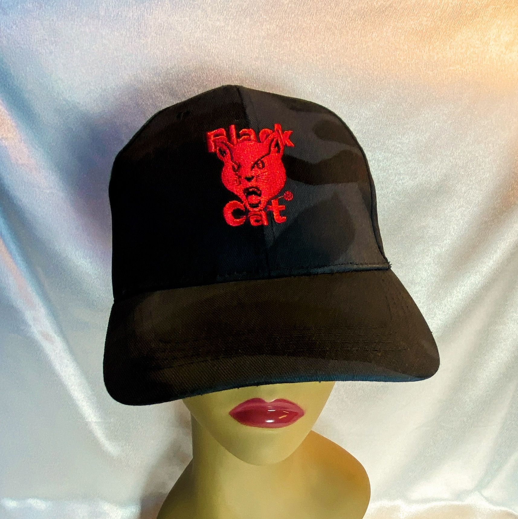 Black Cat Fireworks Camo Snapback Baseball Hat Red Logo Adjustable