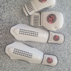boxing gloves and knee pads