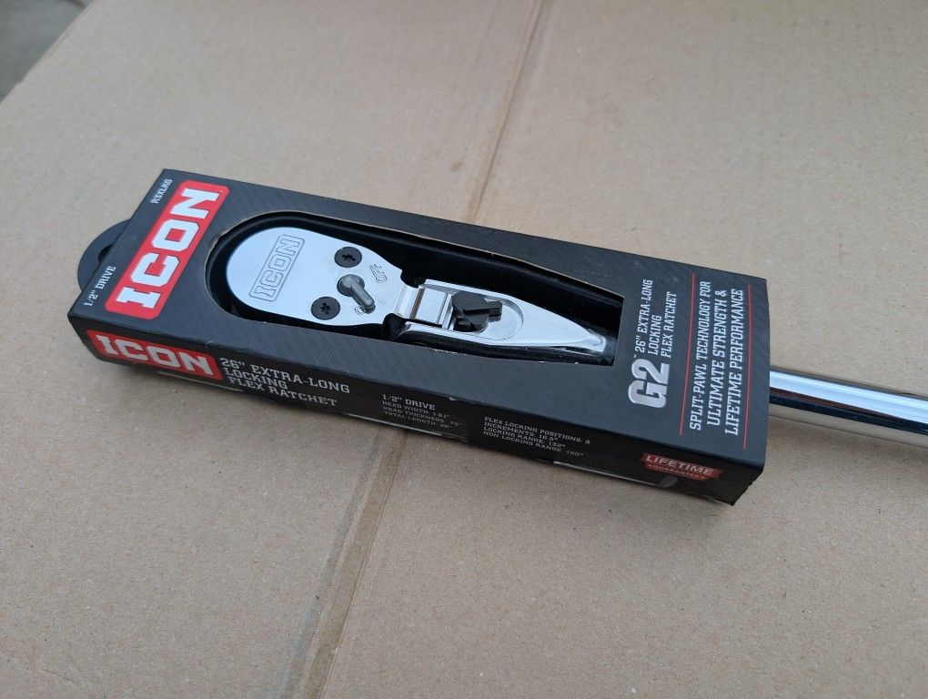 Icon 1/2 Drive Flex Head Long Ratchet