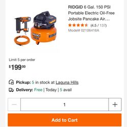 Air Compressor With Hose And 18ga Brad Nailer