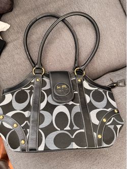 Vintage Y2K Coach Black Signature Gray Tote Bag
