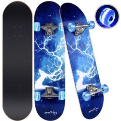 Deer Skateboard Blue