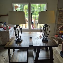 Brand New Coffee Table And Tables And Two Lamps